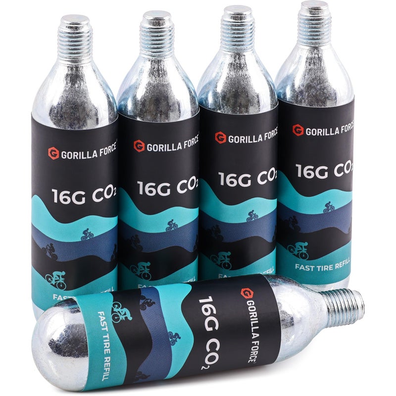 Gorilla Force Threaded CO2 Cartridges, 16g for Bike Tire Inflators, Box of 5 - Image 1